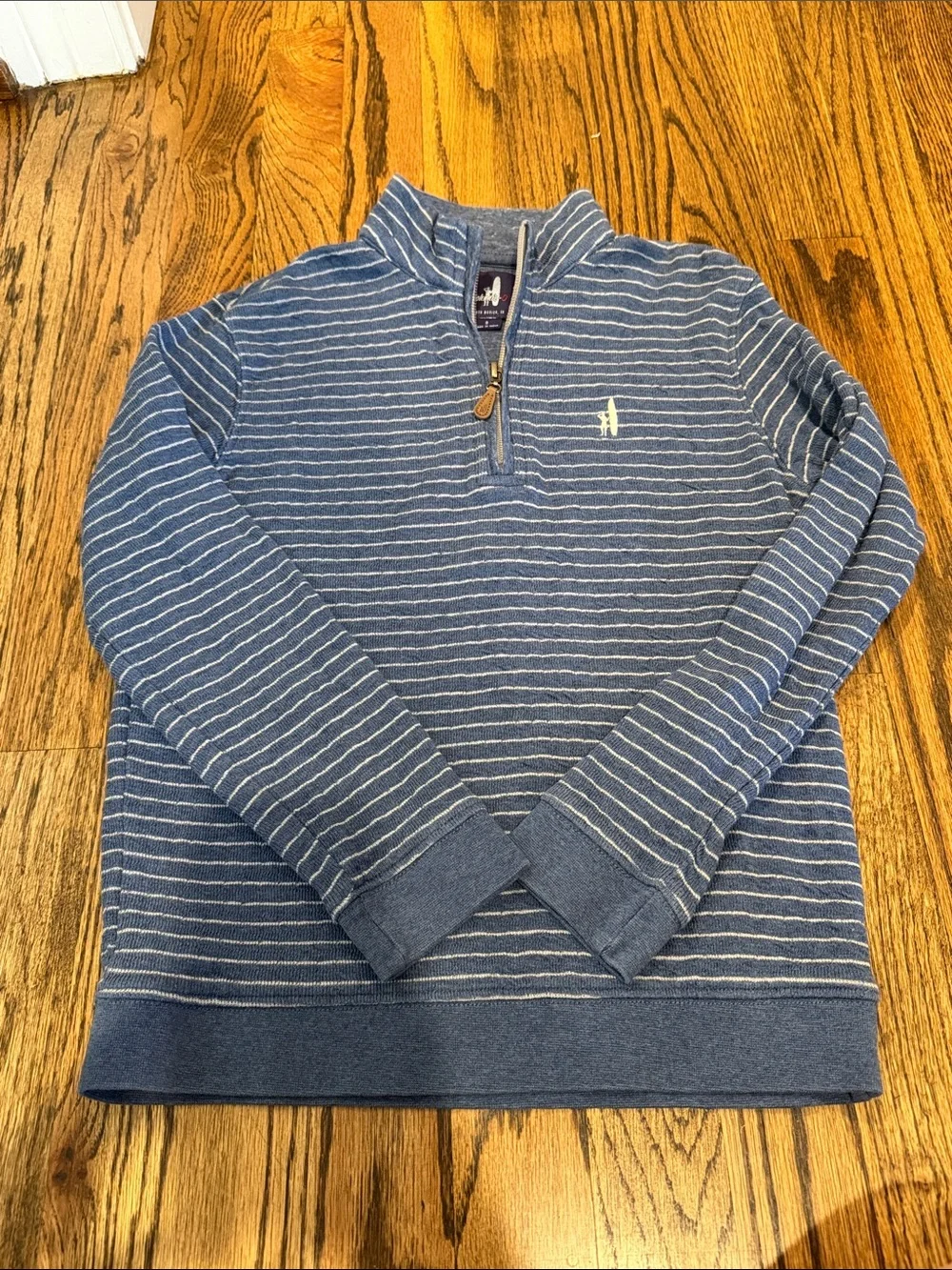 johnnie-O boys size 8 Blue & White Striped Quarter-Zip Pullover